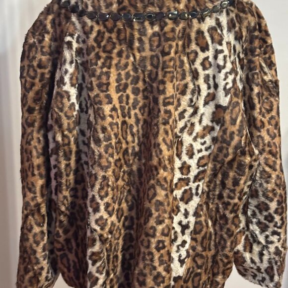 VICTOR ALFARO Leopard Print with 3/4 Sleeve Crop Jacket - Size 20W - Picture 8 of 16